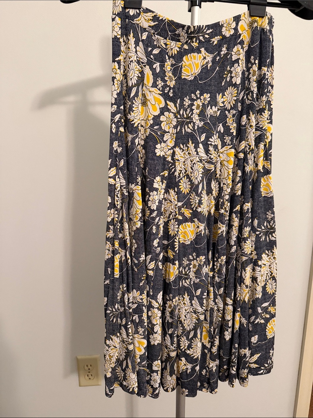 Philosophy Navy Skirt with Yellow and Cream Floral Print